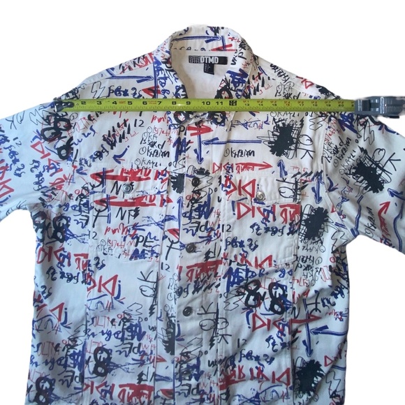 DTMD Men’s White Denim Button Up Graffiti Jacket Large Men’s Jacket HIP HOP - Picture 7 of 15